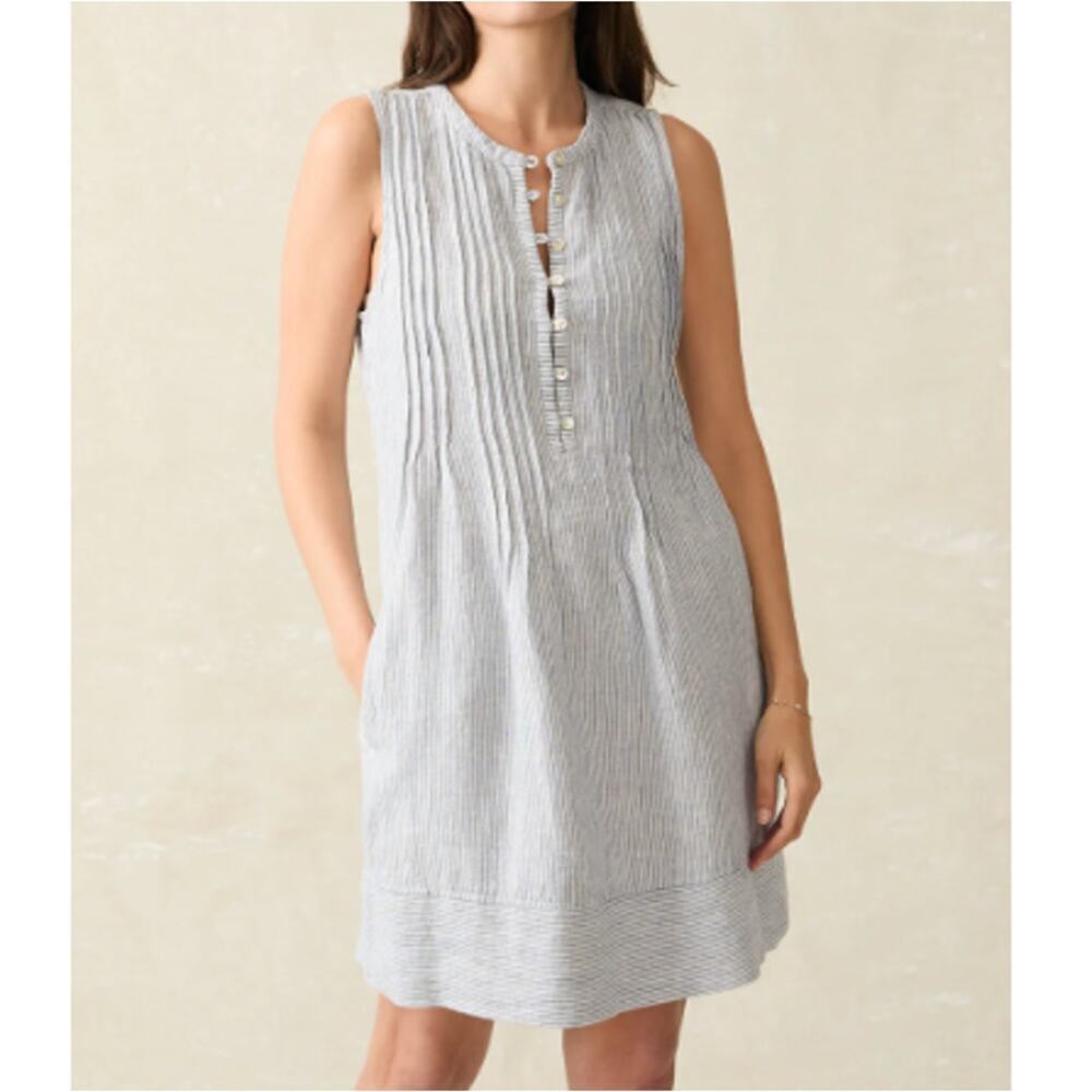 Faherty Blue Mini Stripe Isha Dress XL